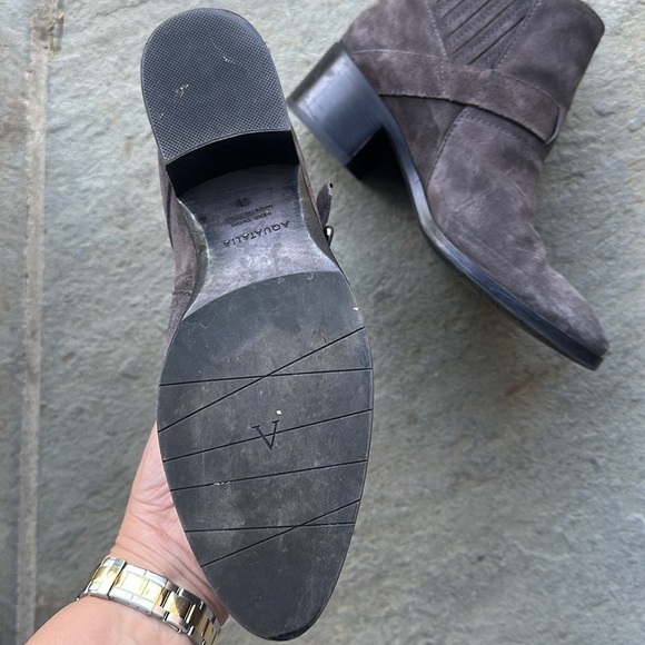 Aquatalia Waterproof Foster Grey Suede Ankle Buckle Booties 8 - Picture 5 of 8
